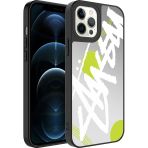 Zore Apple İphone 12 Pro Kılıf Aynalı Desenli Kamera Korumalı Parlak Msra Mirror Kapak-Yazı