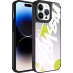 Zore Apple İphone 14 Pro Kılıf Aynalı Desenli Kamera Korumalı Parlak Msra Mirror Kapak-Yazı