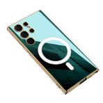 Zore Galaxy S23 Ultra Wireless Şarj Özellikli Kenarları Elektroplating Kaplama Aynalı Kent Cep Telefonu Kılıfı