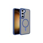 Zore Galaxy S23 Uyumlu Mat Arka Yüzey Wireless Şarj Özellikli Zore Flet Magsafe Kılıf-Mavi