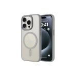 Zore İphone 15 Pro Max Uyumlu Wireless Şarj Özellikli Csk Zore Krom Magsafe Silikon Kılıf-Gri