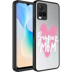 ZORE Vivo Y21S Kılıf Aynalı Desenli Kamera Korumalı Parlak MSRA Mirror Kapak - Süper Anne