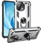 Zore Xiaomi Mi 11 Lite Zırhlı Standlı Mıknatıslı Tank Kapak Gümüş Kılıf