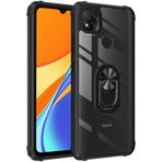 Zore Xiaomi Redmi 9C Standlı Arkası Şeffaf Kenarları Airbag Kapak Siyah Kılıf