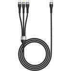 Zore Zr-45 3in1 Usb-A To Lightning - Type-C - Type-C Şarj ve Data Kablosu 20W 1.5m - Siyah