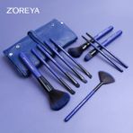 Zoreya 10 Parça Ahşap Fırça Seti + Deri Çanta