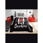 Zorlu Taç Beşiktaş Stripe Tek Kişilik Yatak Örtüsü Seti - 160 x 230 cm - Siyah - Beyaz