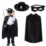 Zorro Pelerini Şapkası ve Maske Seti Çuk Boy