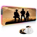 ZOXOHO RGB Oyun Fare Altlığı, Büyük Parlayan LED Fare Altlığı, Kaymaz Kauçuk Taban Bilgisayar Klavyesi Masa Mouse Mat 81,5 X 29,5 cm, Amerikan Ordusu Askerleri Askeri