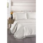 Zoya Dantelli Kapitoneli Ultrasonik Çift Kişilik Yatak Örtüsü Krem - 250 x 260 cm