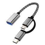 zoyuzan Adaptör USB C Mikro USB Fiş (2'si 1 arada) USB A OTG Kablo Macbook Air Tip Thunderbolt Port Kablo Dönüştürücü Mini Tablet Bağlantısı Huawei Xiaomi Redmi Google Samsung Galaxy ile Uyumlu