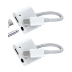 zoyuzan USB C 3,5 mm Kulaklık Adaptörü (2 Adet) Tip C Şarj Kablosu 2'si 1 Arada Dağıtıcı DAC Ses Mikrofon Jak Oto AUX Kulaklık Jakı Kablosu Şarj Güç Apple iPhone15 Pro Max iPad için Samsung Uyumlu