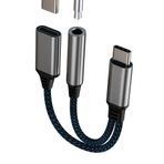 zoyuzan USB C 3,5 mm Kulaklık Ses Jak Adaptörü (2'si 1 Arada) Tip C Şarj Kablosu ve Otomatik AUX DAC Apple Mikrofon Kulaklık Jakı Dağıtıcı iPad Şarj için Güç Samsung iPhone 15 Pro Max için Uyumlu