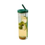 ZPSHYD 700ml Şeffaf Plastik Hasır Bardak - Hareket Halinde İkram Için Pipetli Portatif Meyve Suyu Ve Su Şişesi(Çim yeşili)
