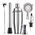 ZPUFAW 6 parçalı kokteyl çalkalayıcı seti 24 oz Shaker süzgeç çamurluk Jigger karıştırma kaşığı dökün emzik barmen kiti paslanmaz çelik çubuk seti eve taşınma hediyesi
