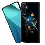 ZQLPLZR Galaxy A25 5G Kılıf, Lastik Kaymaz Kenarlar Sevimli Tasarım Darbeye Dayanıklı Tampon Tam Koruma Siyah Arka Kapak Samsung Galaxy A25 5G 16,5 inç, Sinek Kuşu ve Çiçek için