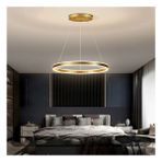 Zr Aydınlatma Gold Eskitme 4000k Işık Rengi, Kumandalı Ø60CM Çember LED Lamba,yuvarlak Sarkıt Avize,modern Aydınlatma - Eskitme - Gold