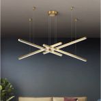 Zr Aydınlatma Gold Eskitme 4*100CM Sarkıt LED Avize, 3000K Işık, Kumandalı, Modern Sarkıt, LED Lamba, Dekoratif Avize