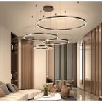 Zr Aydınlatma Siyah Çember Ø40,60,80,100CM, 4000k Işık, Kumandalı, LED Lamba, yuvarlak Sarkıt Avize, modern Aydınlatma, dekoratif Işık