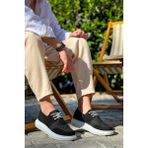ZRN-042 Premium Bağcıklı Siyah Beyaz Deri Tozu Casual Günlük Erkek Ayakkabı