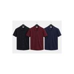 zs zaos fashion 3lü set erkek düz kısa kol waffle gömlek dar kesim slim fit kalıp pamuklu