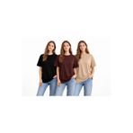 zs zaos fashion 3lü set kadın düz basic bisiklet yaka tişört yarım oversize rahat kaliteli pamuklu t-shirt