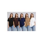 zs zaos fashion 5li set kadın düz basic kısa kol bisiklet yaka tişört rahat esnek kaliteli yarım oversize t-shirt