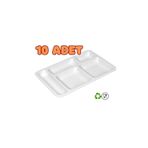 ZTM HOME GÜL PLASTİK 10 Adet 5 Gözlü Beyaz Tabldot Tabak, Tabilot, Tabildot