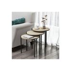 Zuba Zigon Sehpa 3’lü Yuvarlak, Metal Ayaklı, Modern Tarz, Kahve, Servis ve Sunum Sehpası 1091