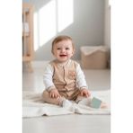 Zubi Baby & Kids Wear Beyaz Kollu Bej Kolej Tarzı Bebek Tulumu - 0 - 3 Ay