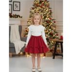 Zubi Baby & Kids Wear Kız Çocuk Beyaz Dantel Yakalı Fiyonk Detaylı Kırmızı Etek Takım (5-14 Yaş) - 9 - 10 Yaş