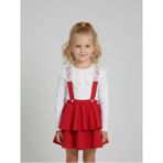 Zubi Baby & Kids Wear Kız Çocuk Dantel Yakalı Kırmızı Katlı Salopet Etek Takım (5-14 Yaş) - 9 - 10 Yaş