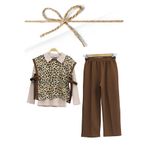 zubi baby LEOPAR DESENLİ KIZ ÇOCUK ALT ÜST TAKIM (4-11 YAŞ) Kahverengi 6-7 Yaş