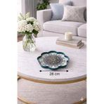 Zucci Home 28 cm Desenli Küçük Cam Dekoratif Tepsi | Akdeniz Esintisi | Shine Aureus Blue | Renkli Çiçek Motifl Renkli 28 x 28