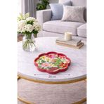 Zucci Home 28 cm Desenli Küçük Cam Dekoratif Tepsi | Akdeniz Esintisi | Shine Spring | Renkli Çiçek Motifli Renkli 28 x 28