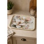 Zucci Home English Vintage Büyük Çay Servis Tepsisi | Magnolia Bloom | Dikdörtgen Büyük Sunum Tepsisi 42x32 cm