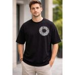 Zueofficial Siyah Oversize Erkek Tişört %100 Pamuk Arkası Baskılı Salaş T-Shirt - 000 - Siyah - 2XL