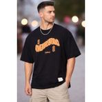 Zueofficial Siyah Oversize Erkek Tişört Congratulation Baskılı %100 Pamuk Bisiklet Yaka Salaş Kesim T-Shirt - 000 - Siyah