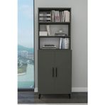Zuesse Dizayn 2 Kapaklı 6 Raflı Kitaplık Salon Ofis Ders Çalışma Çocuk Odası Çok Amaçlı Dolap - Antrasit 65x29,7 cm