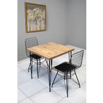Zuesse Dizayn Akel 70X70 Yemek Masa Sandalye Takımı 2 Kişilik Telli Sandalye Salon Balkon Cafe Takım - Çam