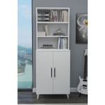 Zuesse Dizayn Alara 2 Kapaklı 6 Raflı Kitaplık Salon Ofis Ders Çalışma Çocuk Odası Çok Amaçlı Dolap - Beyaz 65X29,7 Cm