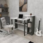 Zuesse Dizayn Lotus 5 Raflı Çalışma Masası Laptop Bilgisayar Masası Ofis Ders Yemek Çocuk Masası Antrasit - Beyaz - 87x50