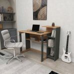 Zuesse Dizayn Lotus 5 Raflı Çalışma Masası Laptop Bilgisayar Masası Ofis Ders Yemek Çocuk Masası Çam - Antrasit - 87x50 - Atlantik Çam - Koyu Gri