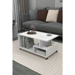 Zuesse Dizayn Panama Tekerlekli Pratik Orta Sehpa Salon Sehpası 86x50 cm
