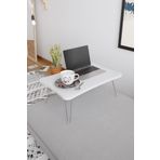 Zuesse Dizayn Taşınabilir Katlanır Yatak Koltuk Üstü Hasta Servis Masası Laptop Bilgisayar Çalışma Sehpası - Beyaz