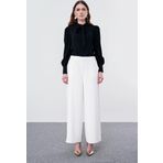 ZÜHRE Bol Paça Ekru Kumaş Pantolon P-0013