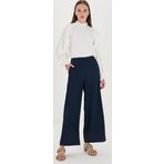 ZÜHRE Bol Paça Lacivert Kumaş Pantolon P-0013