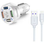 Zuidid Araç Hızlı Şarj 4 USB 7 A Çoklu Hızlı Şarj + 3 A Hızlı Şarj Kablosu - Type C