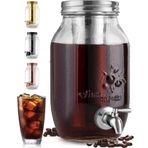 Zulay Kitchen 1,5 litre soğuk demleme kahve makinesi, ekstra hızlı cam karafe ve paslanmaz çelik file filtre, birinci sınıf buzlu kahve makinesi, soğuk demleme sürahisi ve çay demliği