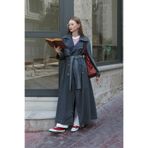 ZÜLAYS Oversize Denim Trençkot Koyu Mavi